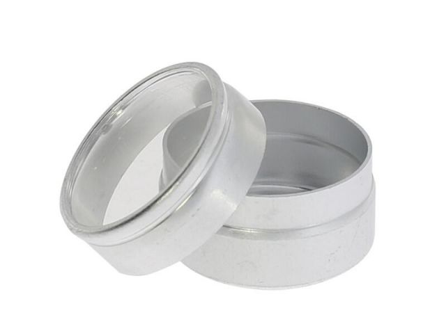 CAJA DE ALUMINIO REDONDA (Ø33x16 mm), TAPA PLEXI
