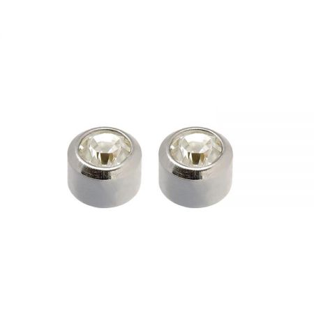 CAFLON PENDIENTES BOTON C/PIEDRA BLANCA ACERO