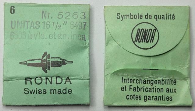 UNITAS 6497 #723 / 6 PCS à vis. etan. Inca