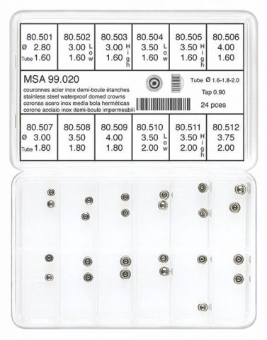 SURTIDO CORONAS HERMÉTICAS MEDIA BOLA ØR 0.90 INOX