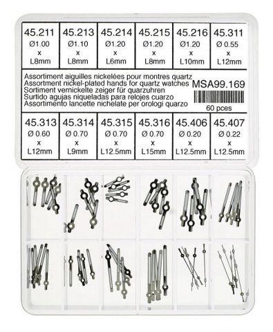 SURTIDO DE AGUJAS PARA RELOJES NICKEL 60 PCS