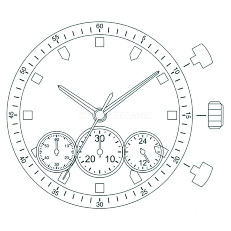 Mvt. Miyota JS50 12 1/2''' SC STOPWATCH CS 24H 30MIN Quartz (364 | SR621SW)