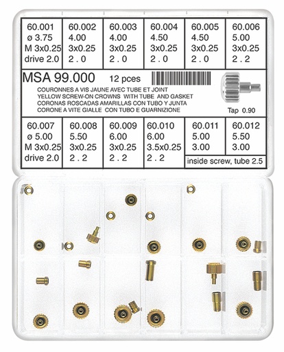 [MSA99.000] SURTIDO CORONAS ROSCADAS + TUBOS/JUNTAS AC INOX