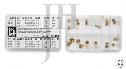 [99018] HOROTEC CORONAS AMARILLAS PARA RELOJES DE BOLSILLO CON PULSADOR
